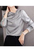 Women Awesome Solid Colored Long Sleeve Easy Round Neck Relax Fit Comfortable Casual Top