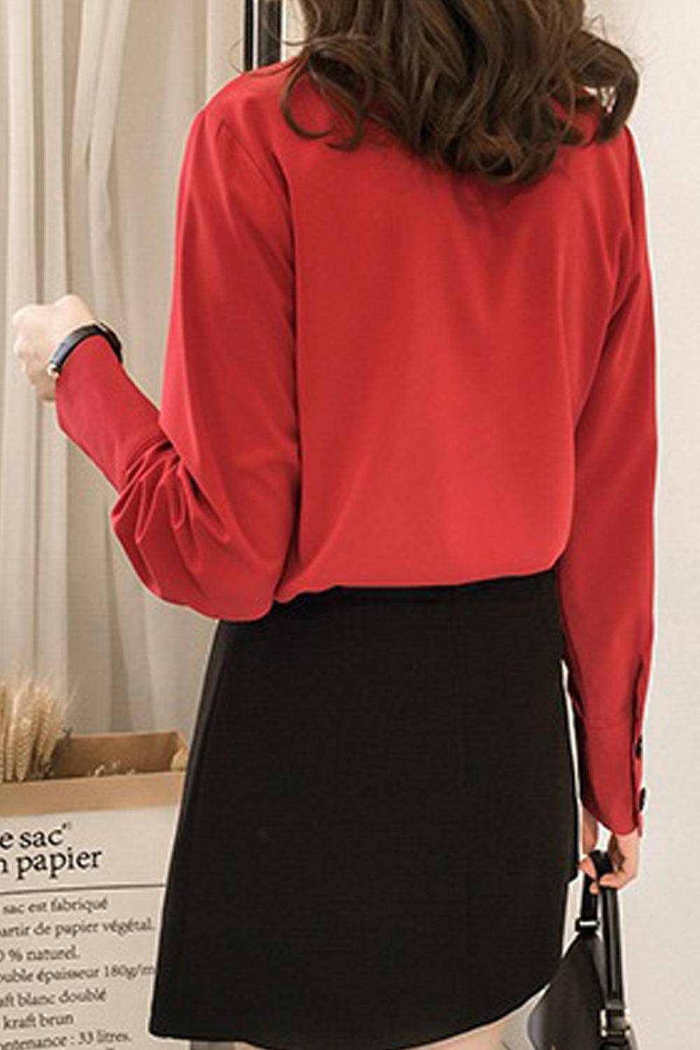 Women Solid Colored Trendy V-Neck Restful Long Sleeve Soft & Thin Superb Summer Casual Shirt