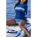 Women Striped Long Sleeve Swimwear