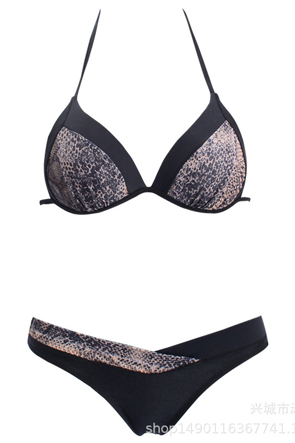 Women Bikini Snake-skin Stitching Two Piece Swim Suit