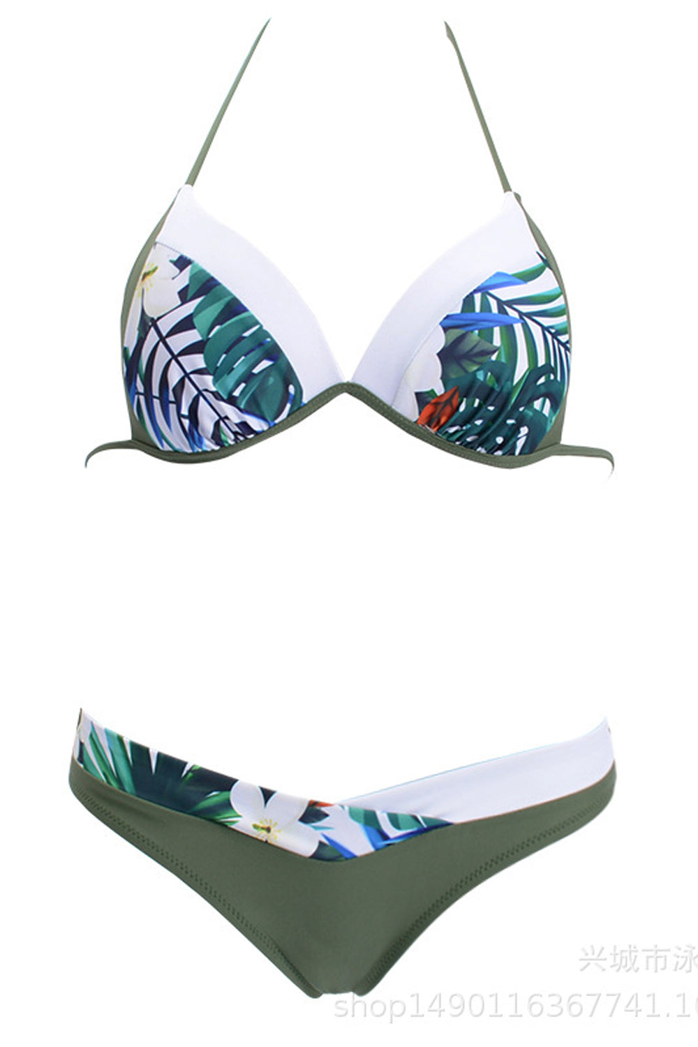 Women Bikini Snake-skin Stitching Two Piece Swim Suit