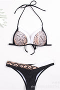 Women Bikini Snake-skin Stitching Two Piece Swim Suit