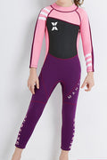 Kids Girls Breathable Round Neck Long Sleeve Lovely Printed Pattern Slimfit Swimwear