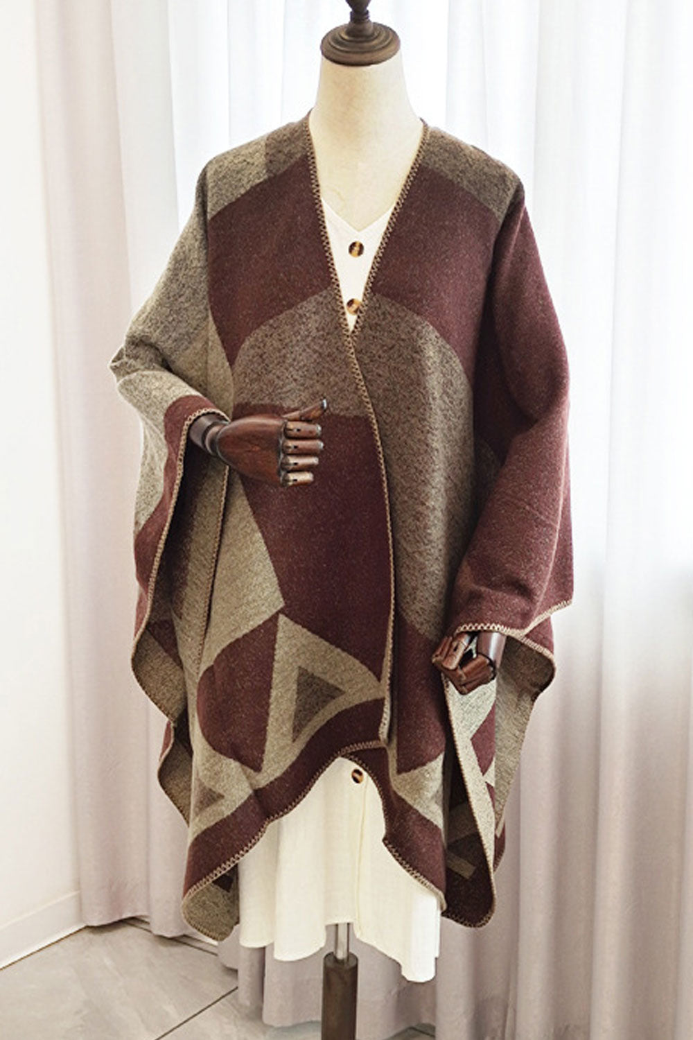 Women Knitted Pretty Plaid Pattern Thick & Comfortable Cashmere Stylish Shawl