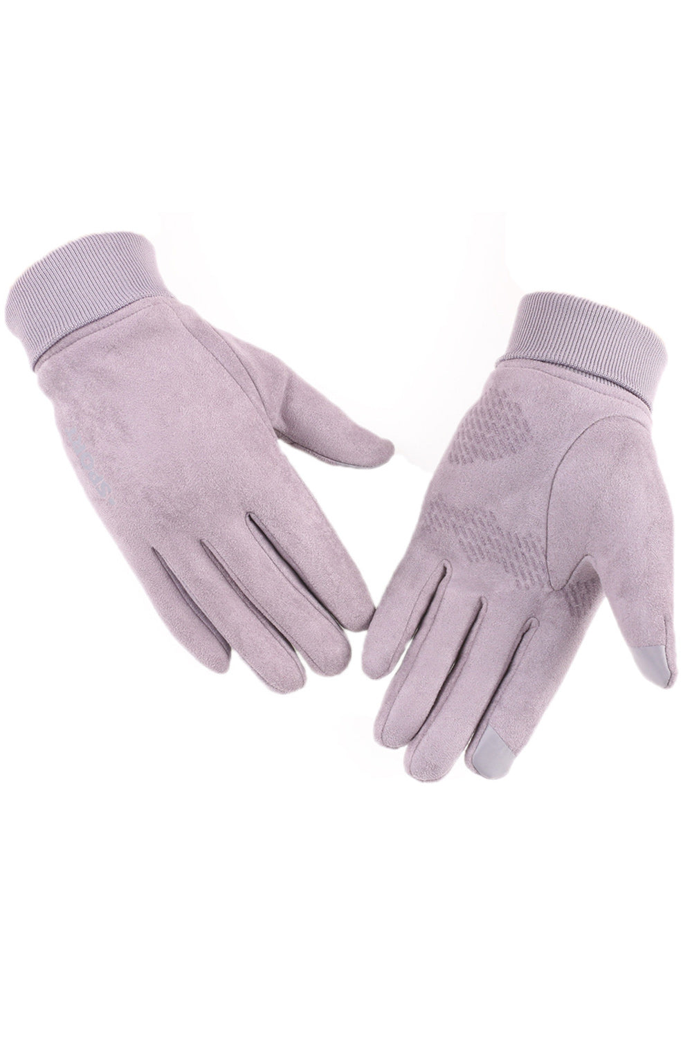 Women Elasticated Wrist Solid Colored Thick Outdoor Suede Gloves
