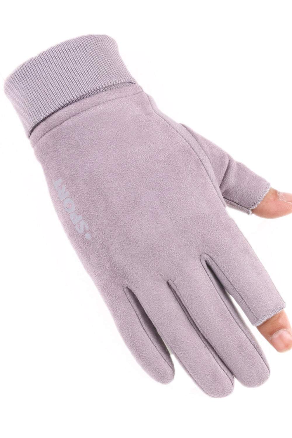 Women Elasticated Wrist Solid Colored Thick Outdoor Suede Gloves