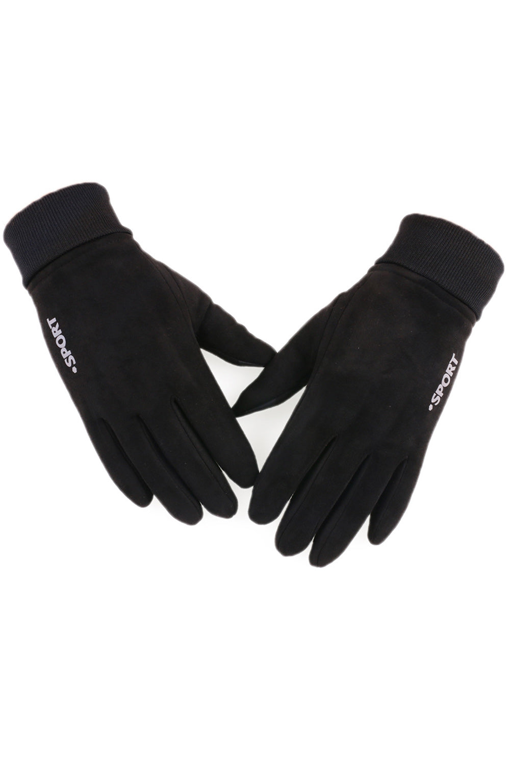 Women Elasticated Wrist Solid Colored Thick Outdoor Suede Gloves