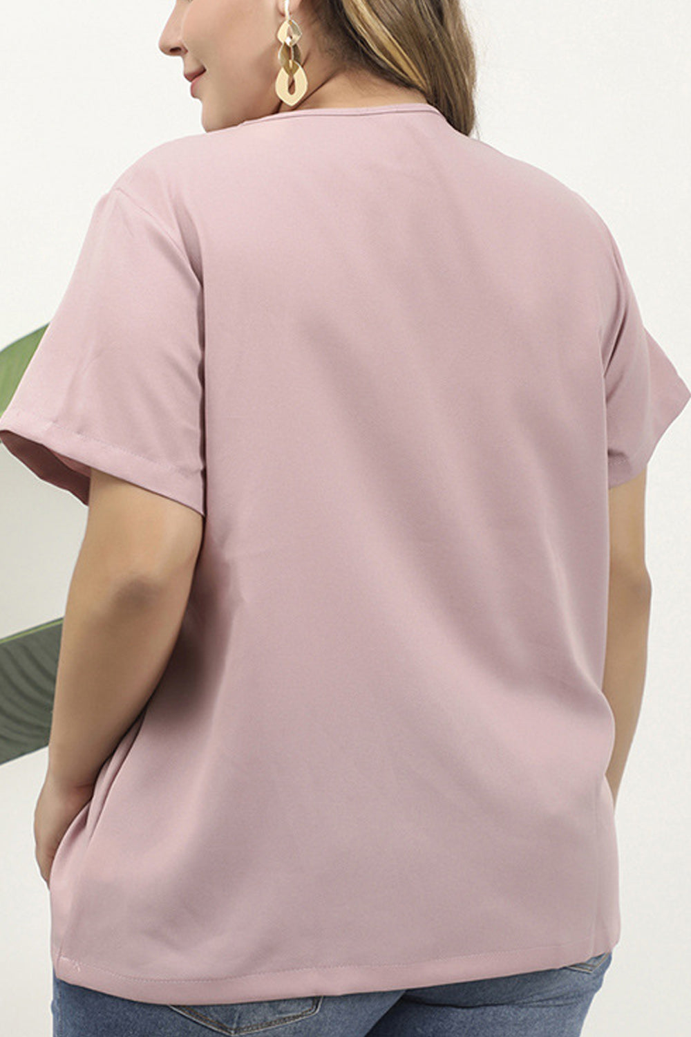 Women Plus Solid Color V-Neck Stylish Casual Shirt