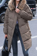 Women Fluffy Hooded Neck Thick Long Sleeve Superb Solid Colored Pockets Styled Easy Zipper Closure Warm Padded Jacket