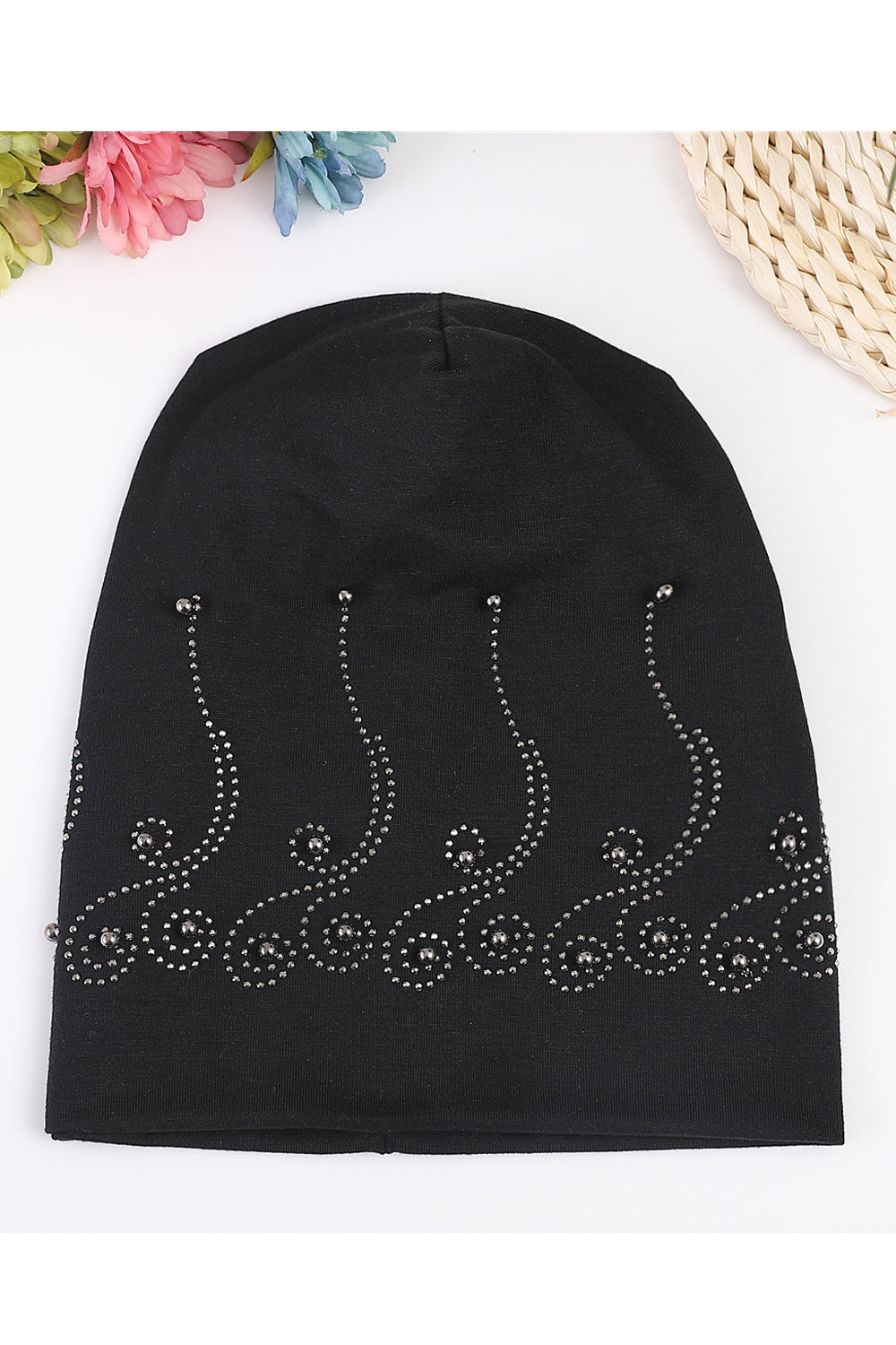 Women Durable Outstanding Beads Decorated Warm Winter Comfortable Knitted Hat