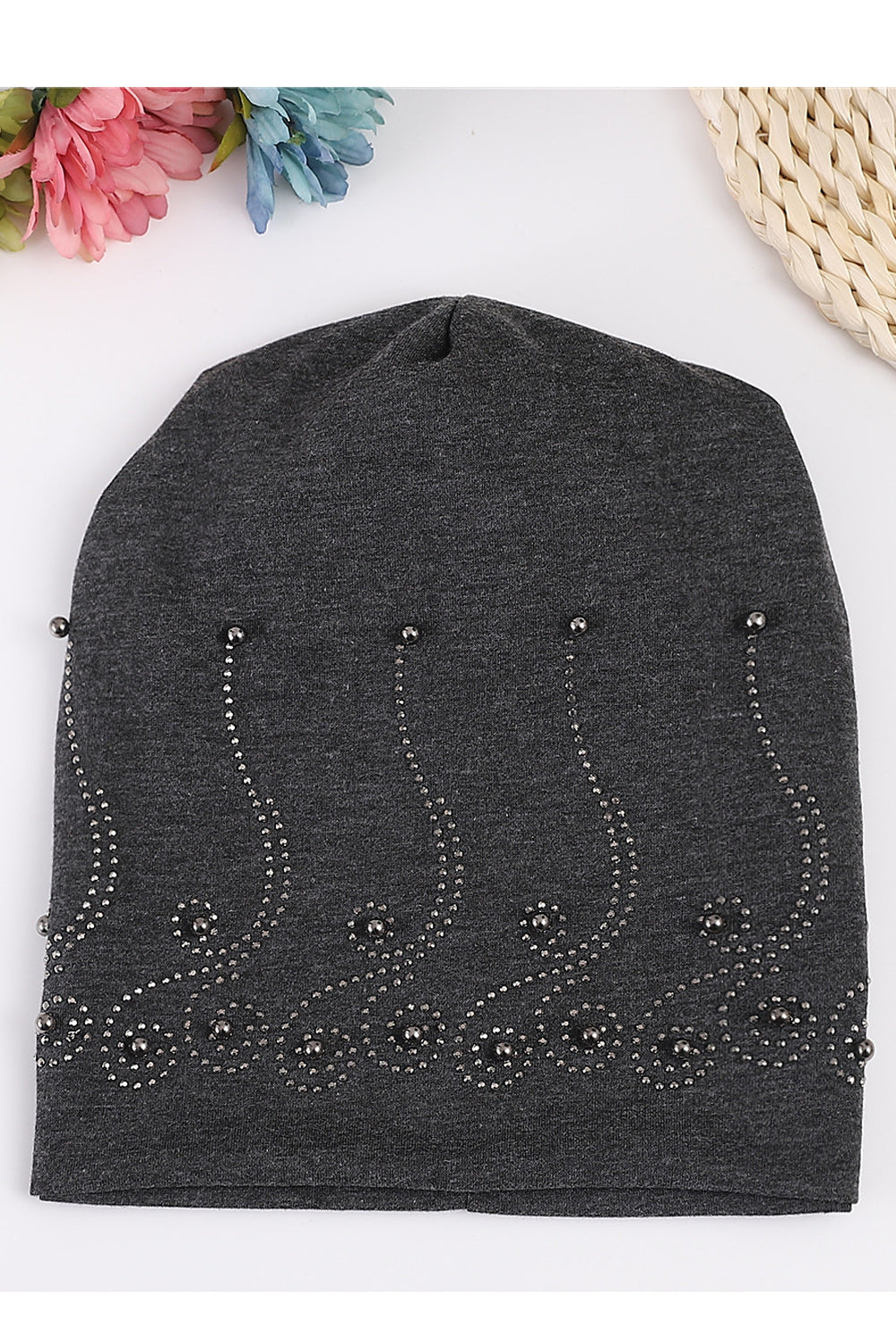 Women Durable Outstanding Beads Decorated Warm Winter Comfortable Knitted Hat