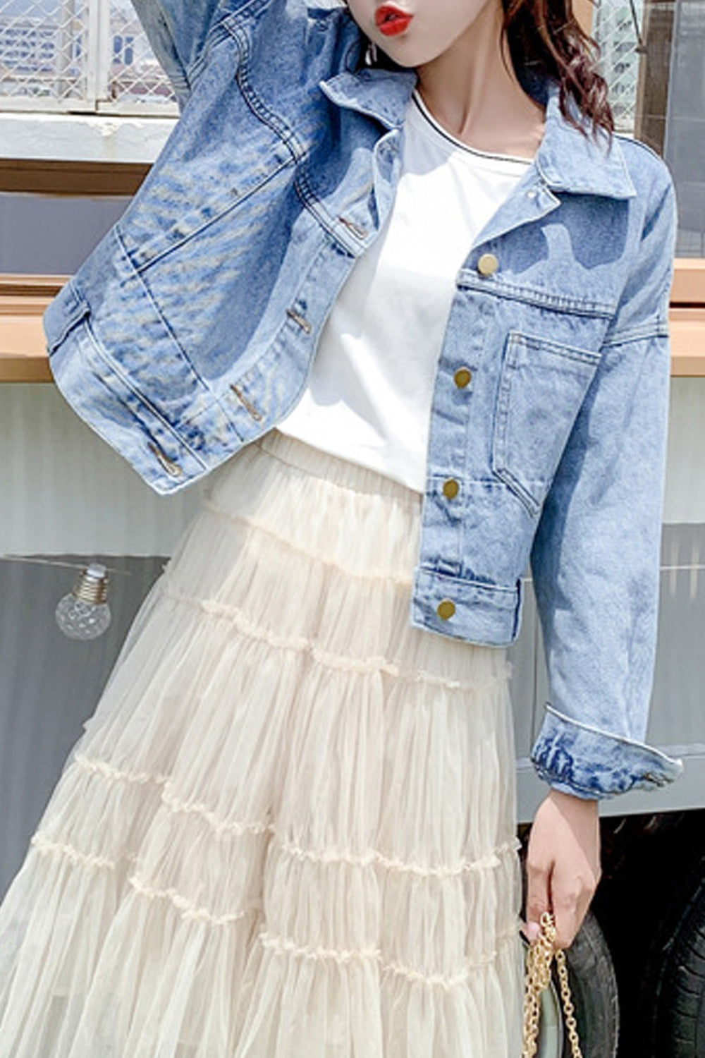 Women Awesome Solid Colored Winter Modern Long Sleeve Superb Fabulous Denim Jacket