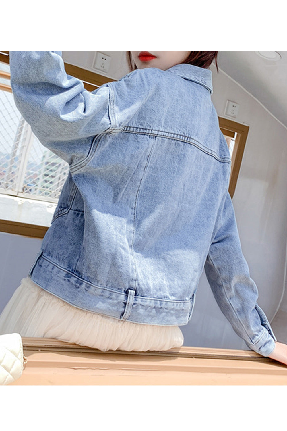 Women Awesome Solid Colored Winter Modern Long Sleeve Superb Fabulous Denim Jacket