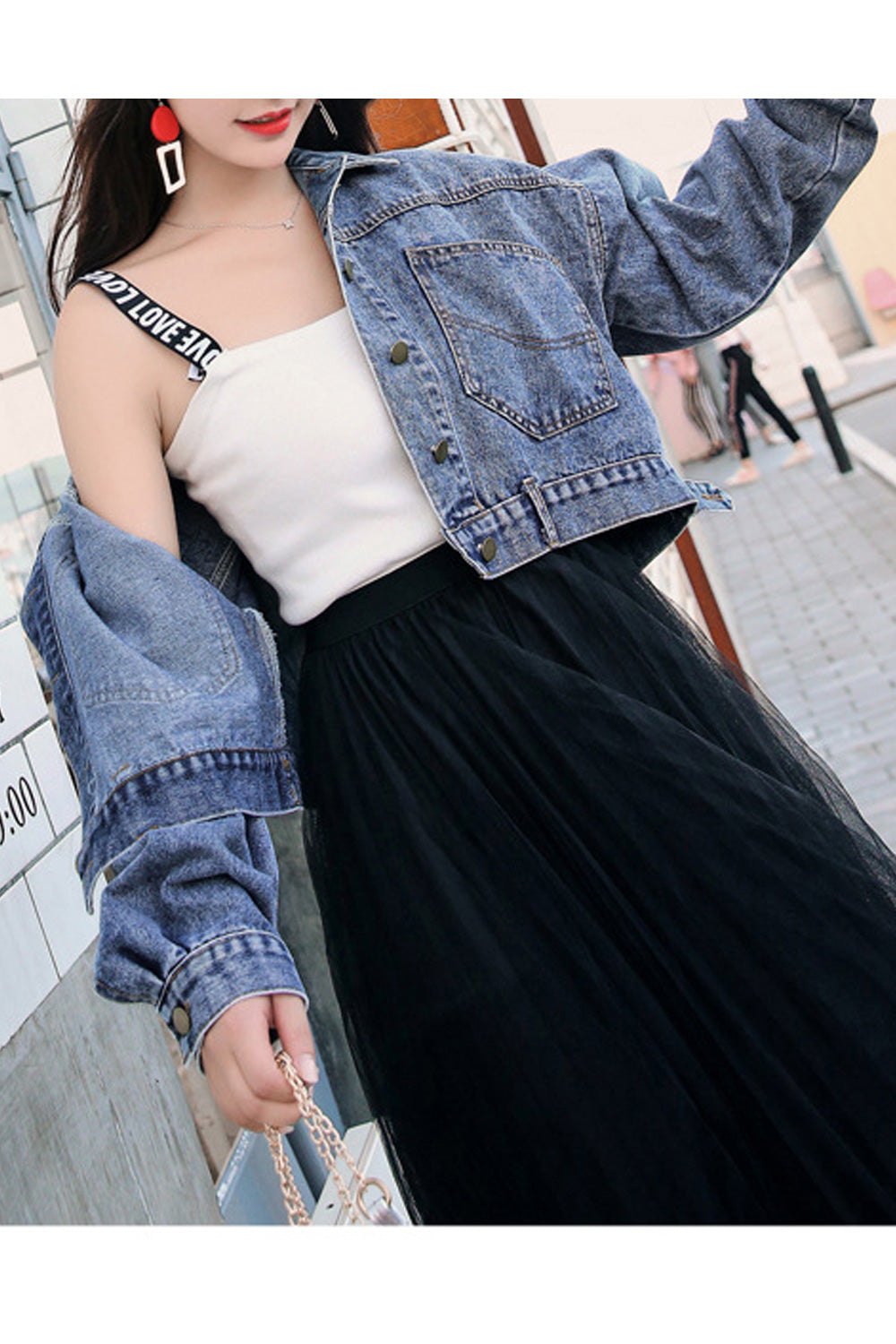 Women Breathable Loose Long Sleeve Modern Short Length Fantastic Denim Jacket