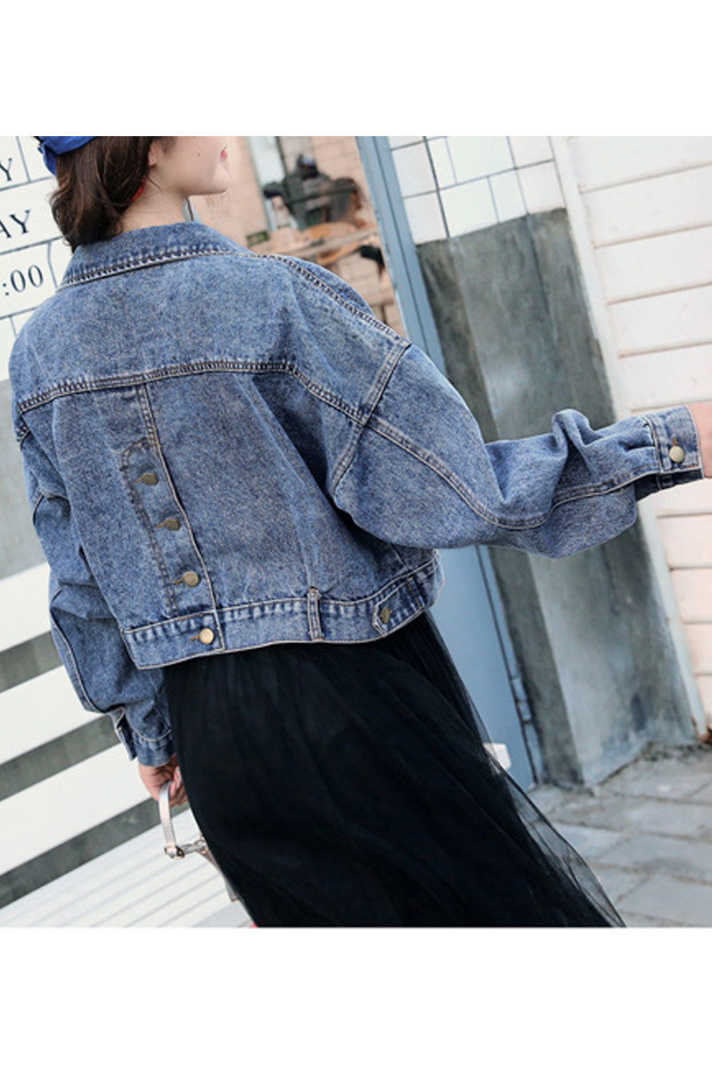 Women Breathable Loose Long Sleeve Modern Short Length Fantastic Denim Jacket