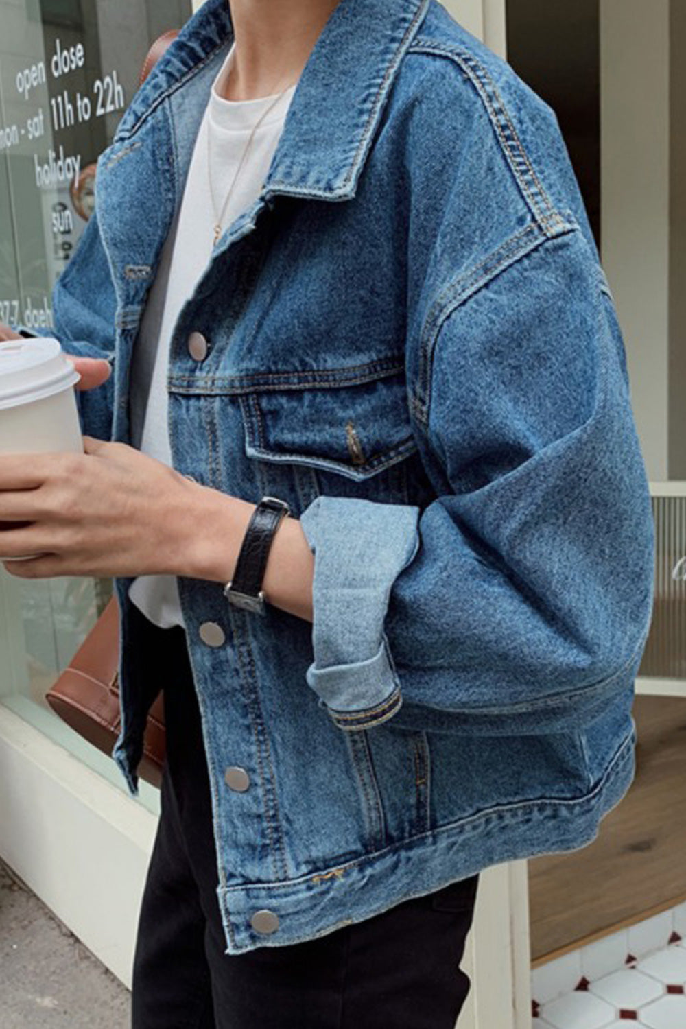Women Button Down Modern Long Sleeve Collar Neck Fantastic Solid Colored Denim Jacket