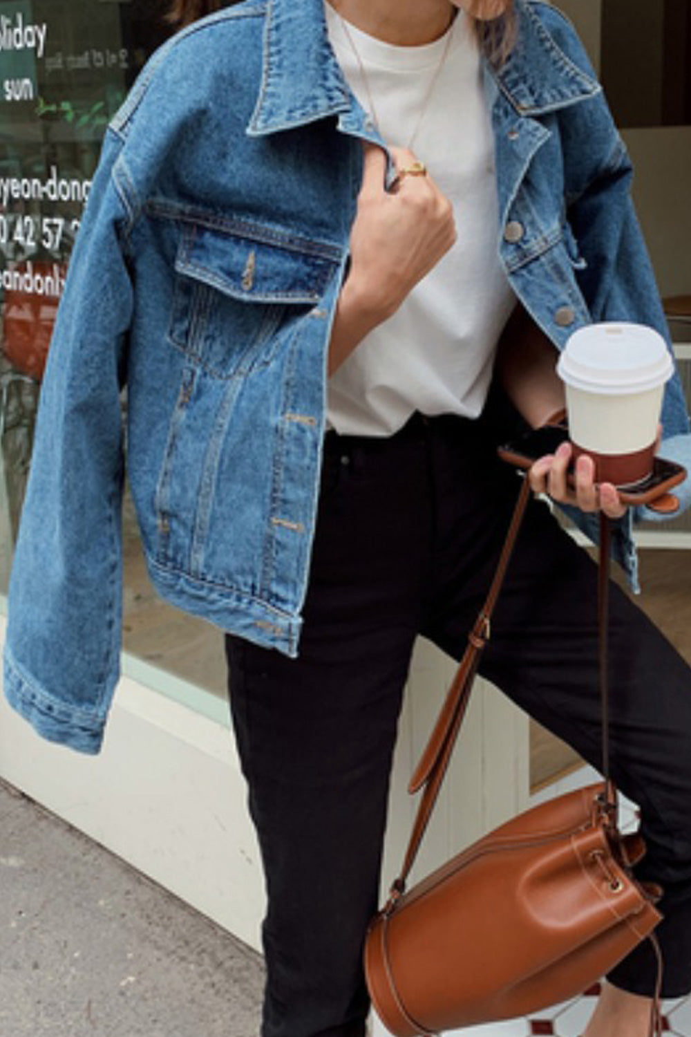 Women Button Down Modern Long Sleeve Collar Neck Fantastic Solid Colored Denim Jacket