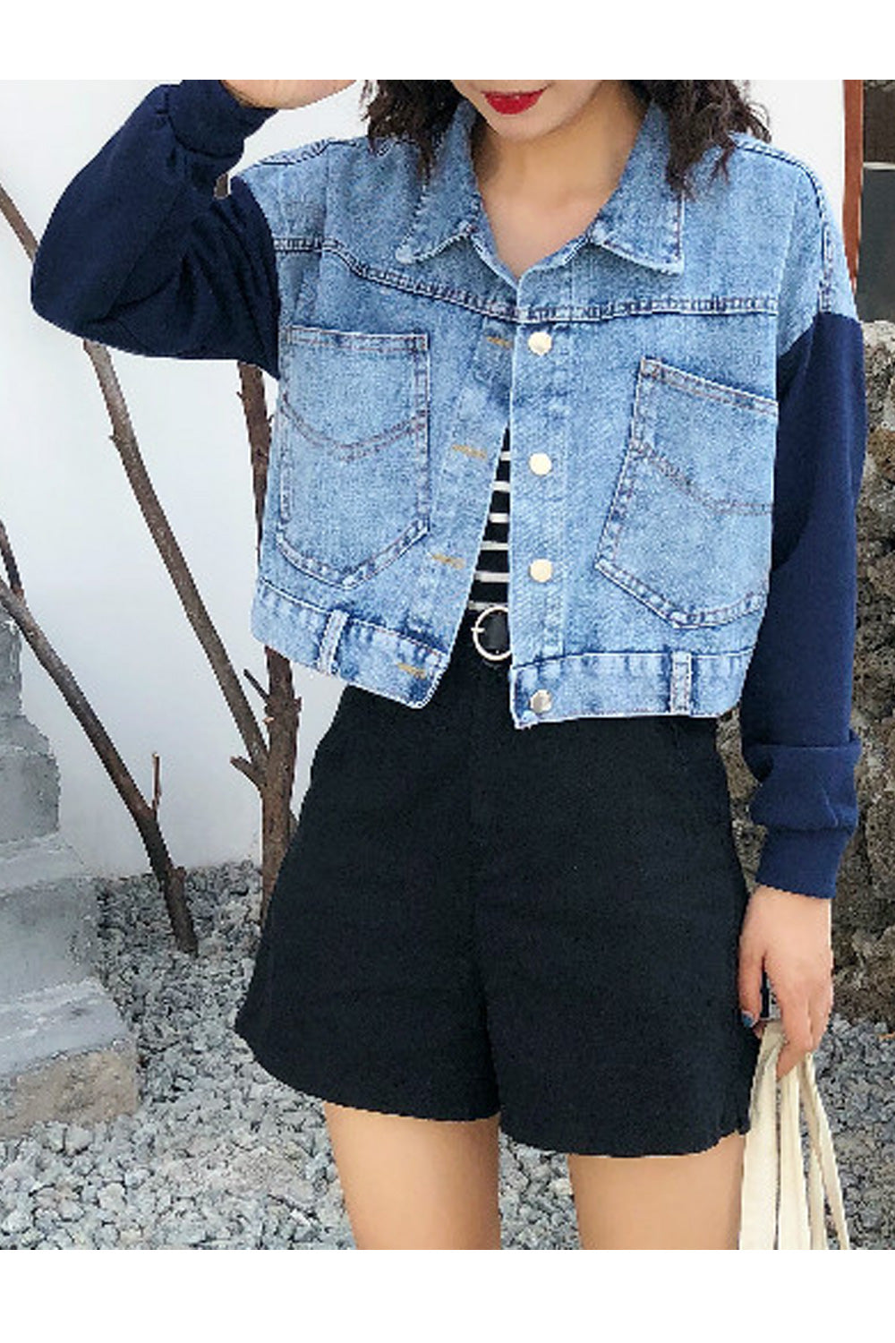 Women Trendy Solid Pattern Convenient Collar Neck Fantastic Outstanding Denim Jacket