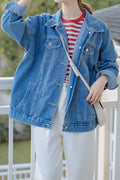 Women Fashion Loose Breathable Classy Magnificent Collar Neck Denim Jacket