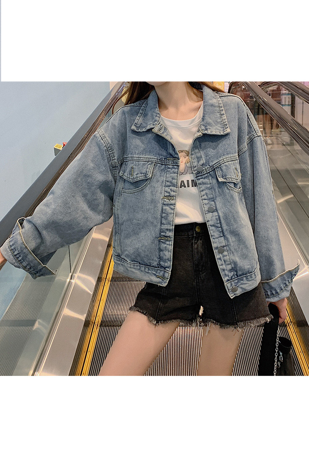 Women Alluring Long Sleeve Casual Loose Winter Denim Jacket