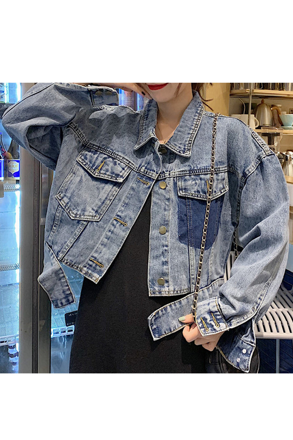 Women Pocket Styling Long Sleeve Loose Fabulous Autumn Season Classy Denim Jacket