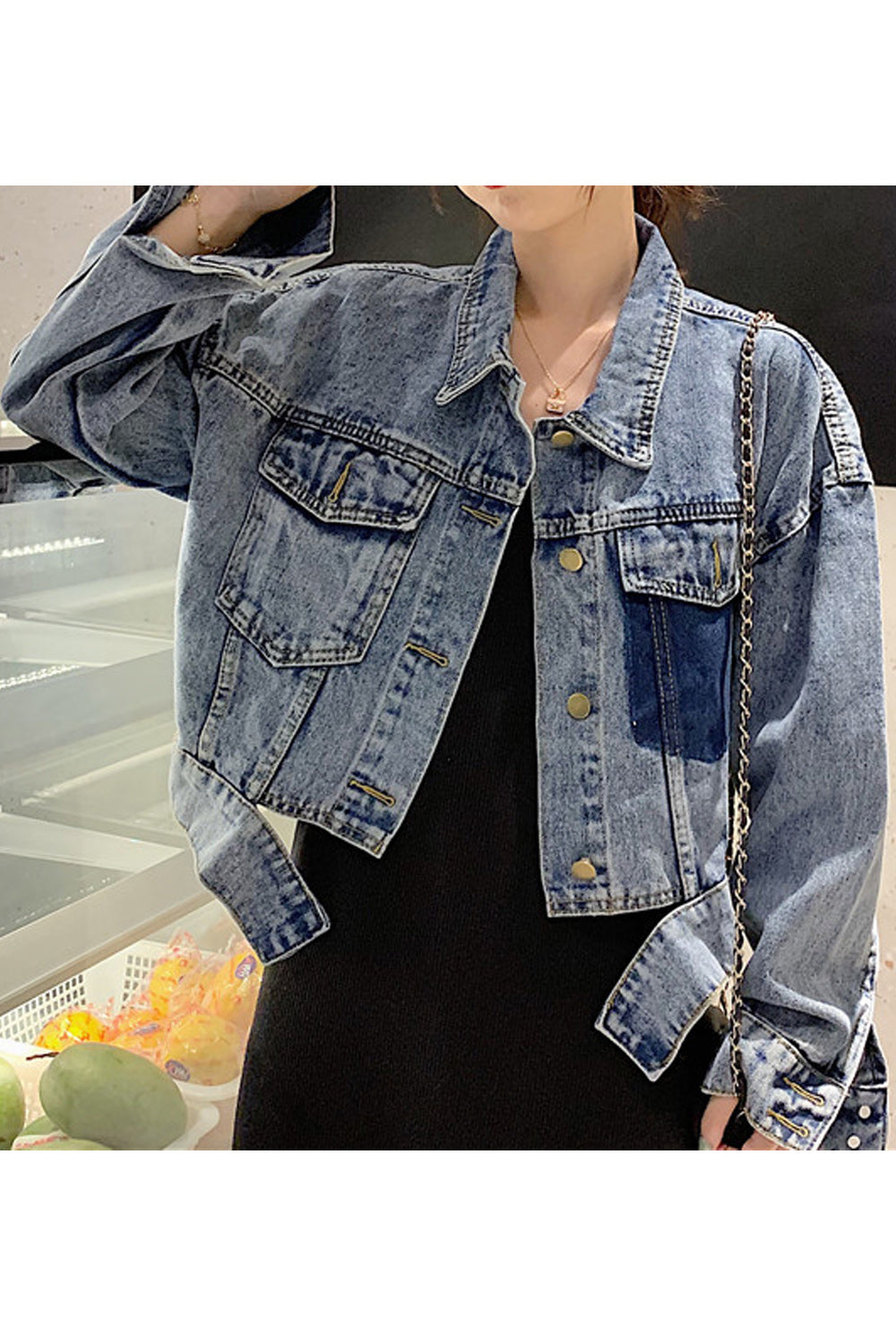 Women Pocket Styling Long Sleeve Loose Fabulous Autumn Season Classy Denim Jacket