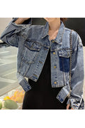 Women Pocket Styling Long Sleeve Loose Fabulous Autumn Season Classy Denim Jacket
