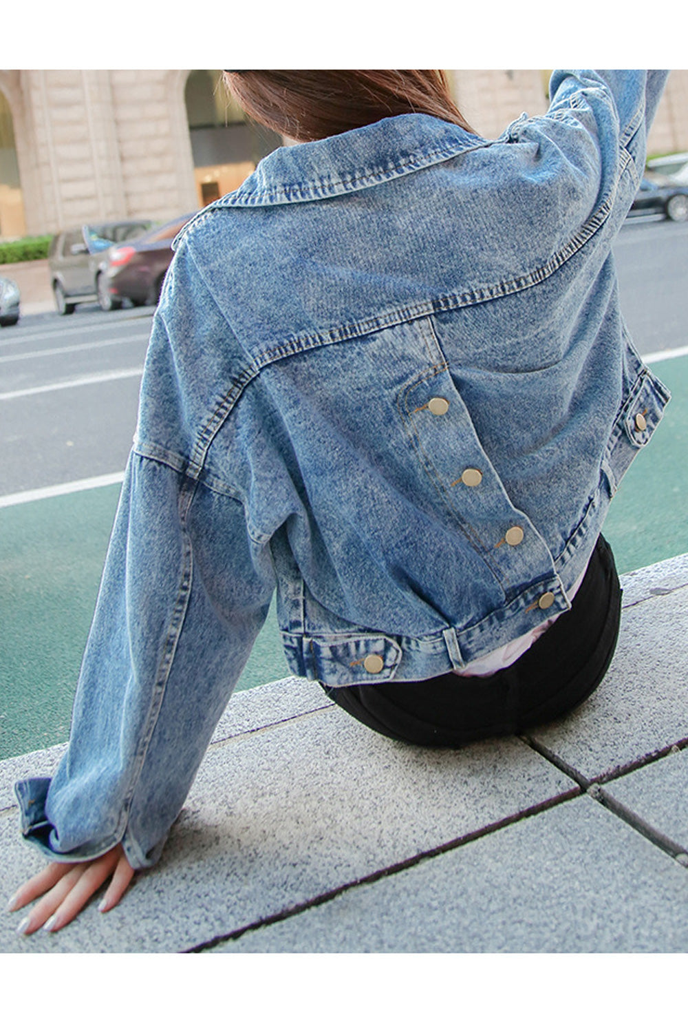 Women Convenient Oblique Pocket Styling Fashionable Denim Jacket