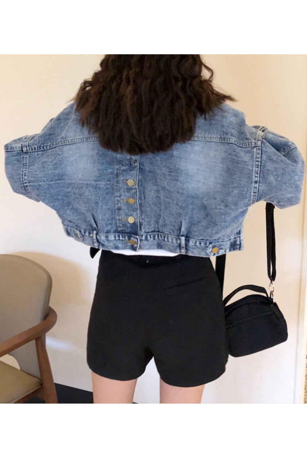 Women Fashion Long Sleeve Superb Solid Colored Collar Neck Denim Jacket