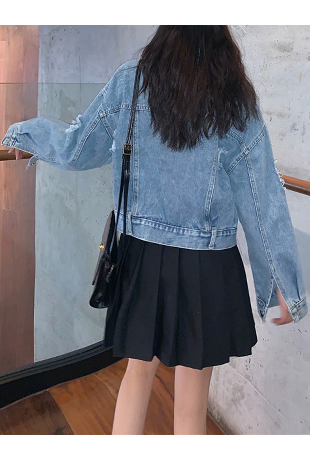 Women Trendy Long Sleeve Sequined Pattern Button Down Elegant Denim Jacket