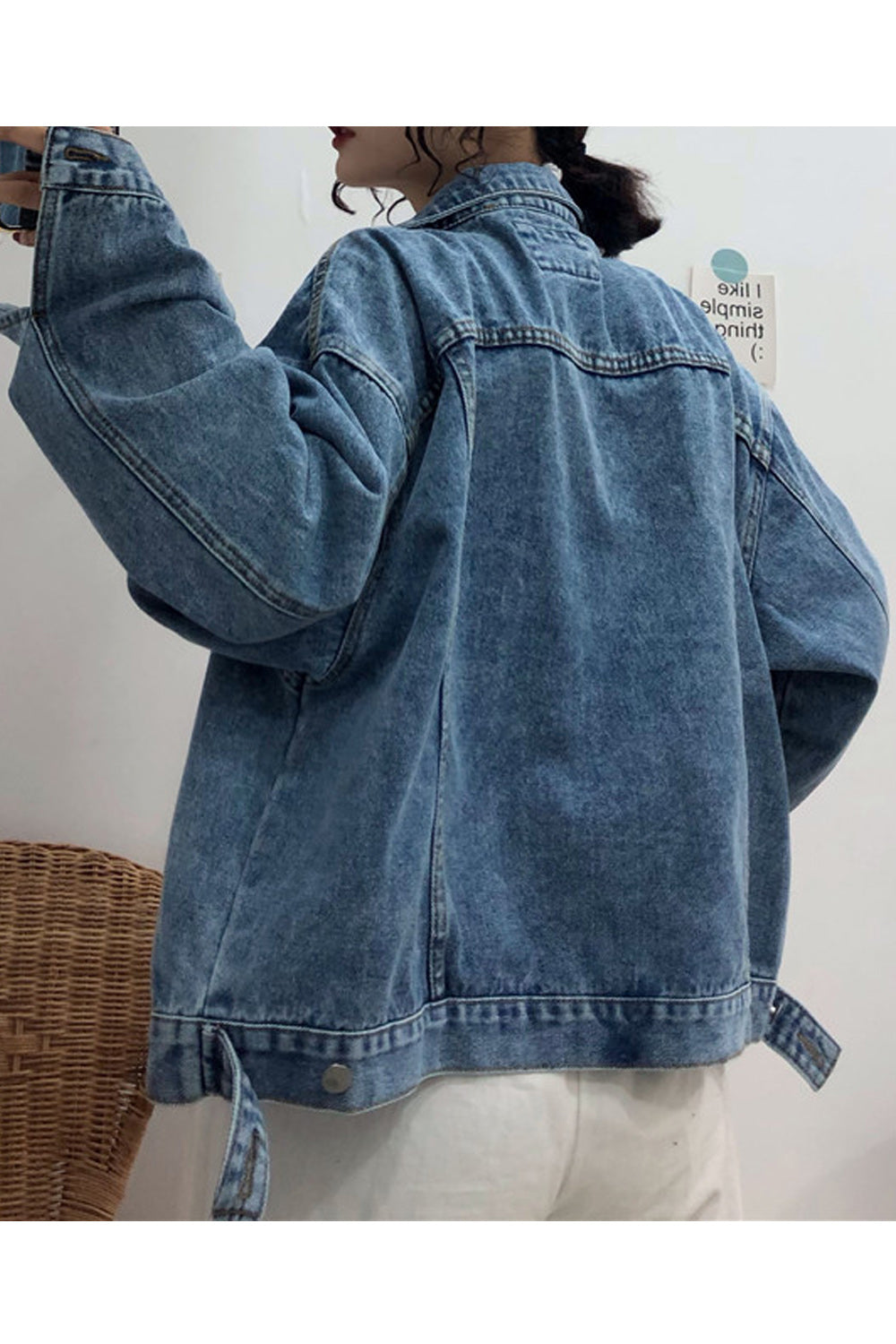 Women Breathable Loose Modern Long Sleeve Fashionable Pocket Styling Denim Jacket