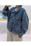 Women Breathable Loose Modern Long Sleeve Fashionable Pocket Styling Denim Jacket