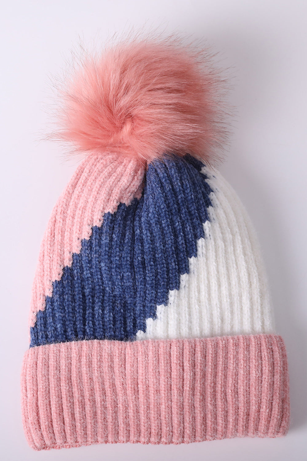 Women Elegant Hair Ball Decorated Cozy Knitted Hat