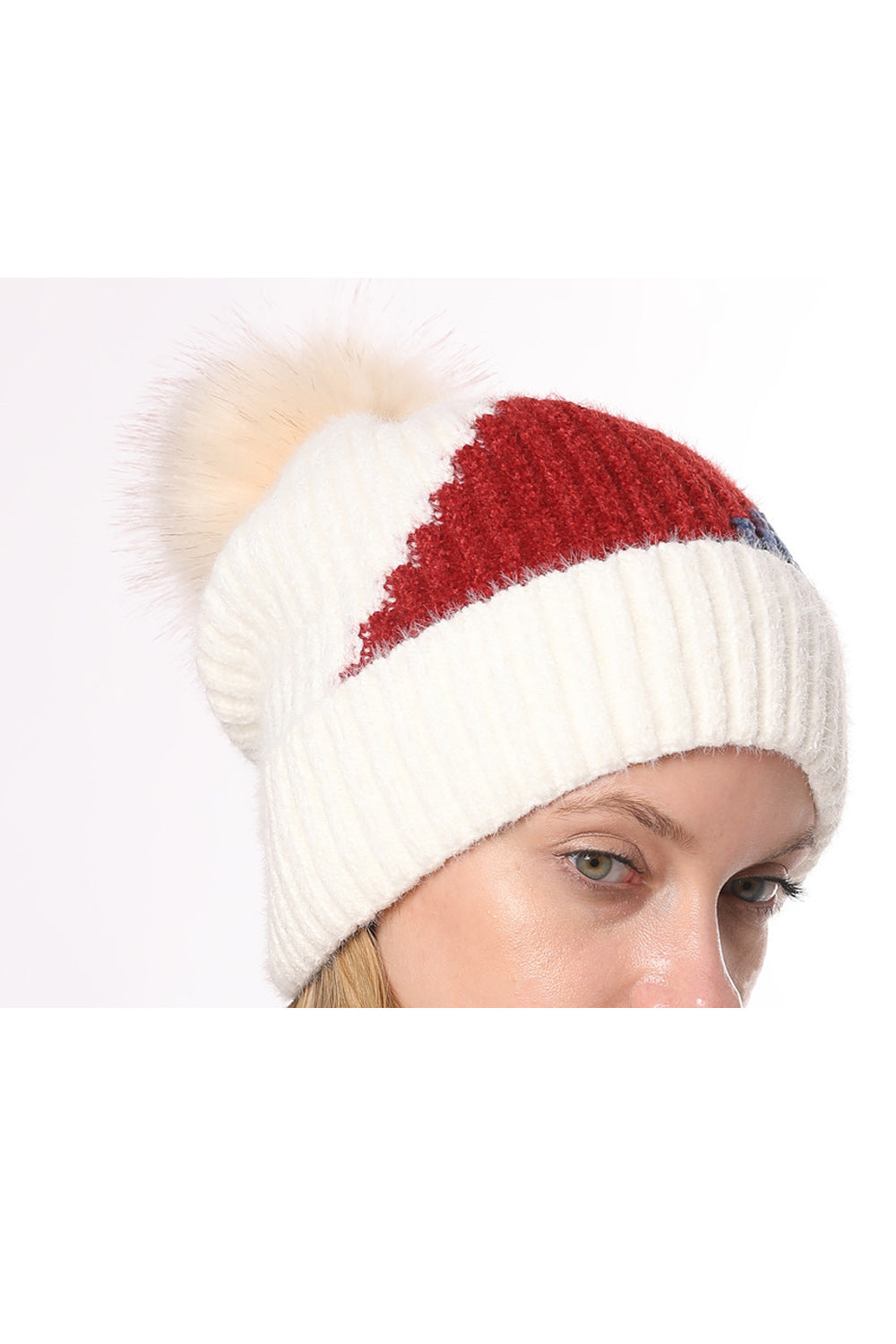 Women Elegant Hair Ball Decorated Cozy Knitted Hat