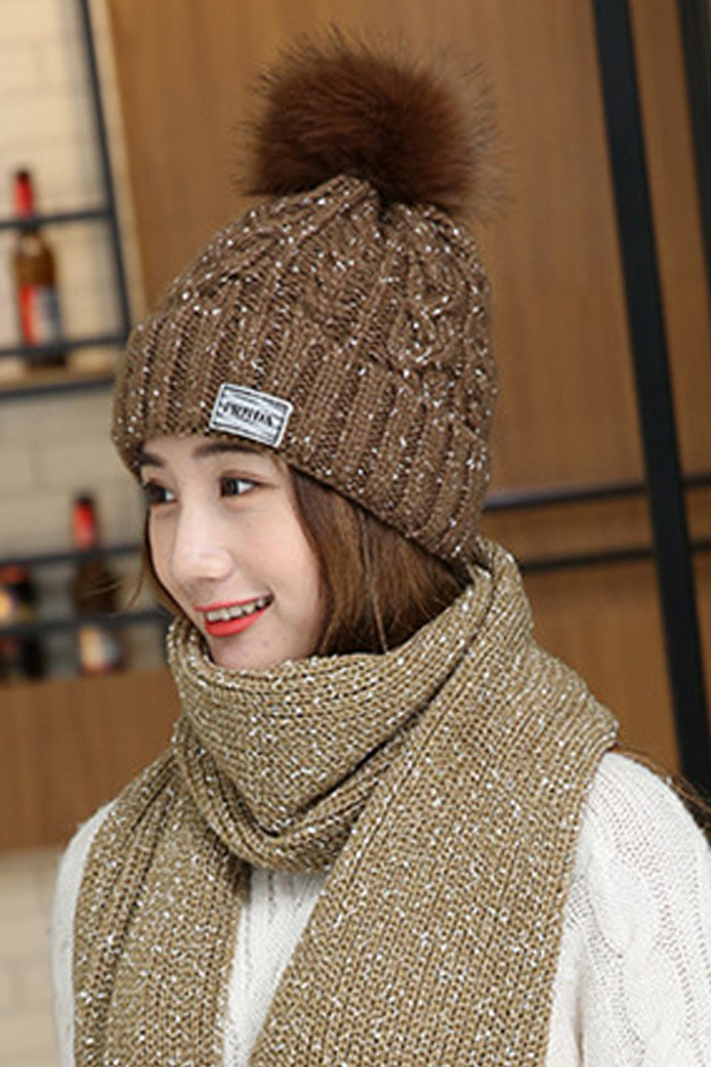 Women Classic Styled Solid Pattern Cozy Knitted Hat