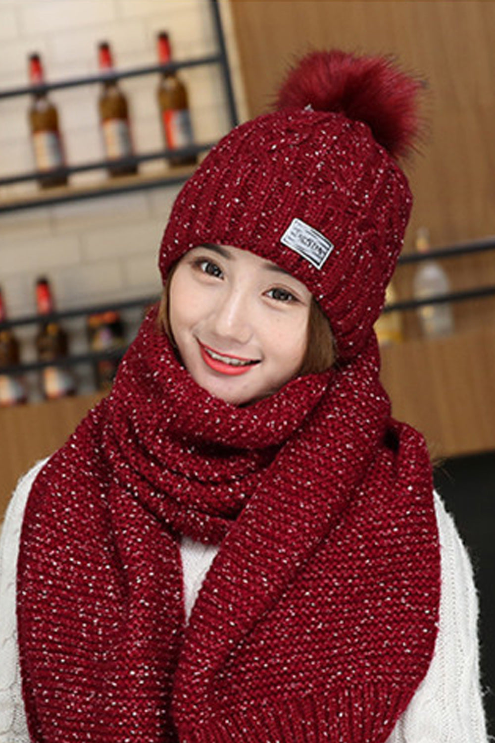 Women Classic Styled Solid Pattern Cozy Knitted Hat