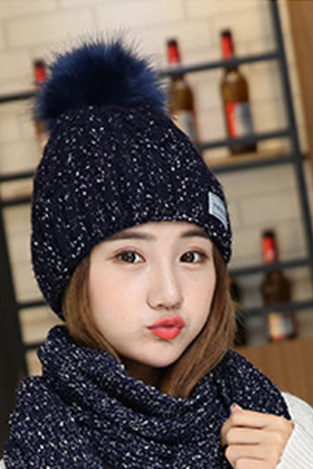 Women Classic Styled Solid Pattern Cozy Knitted Hat