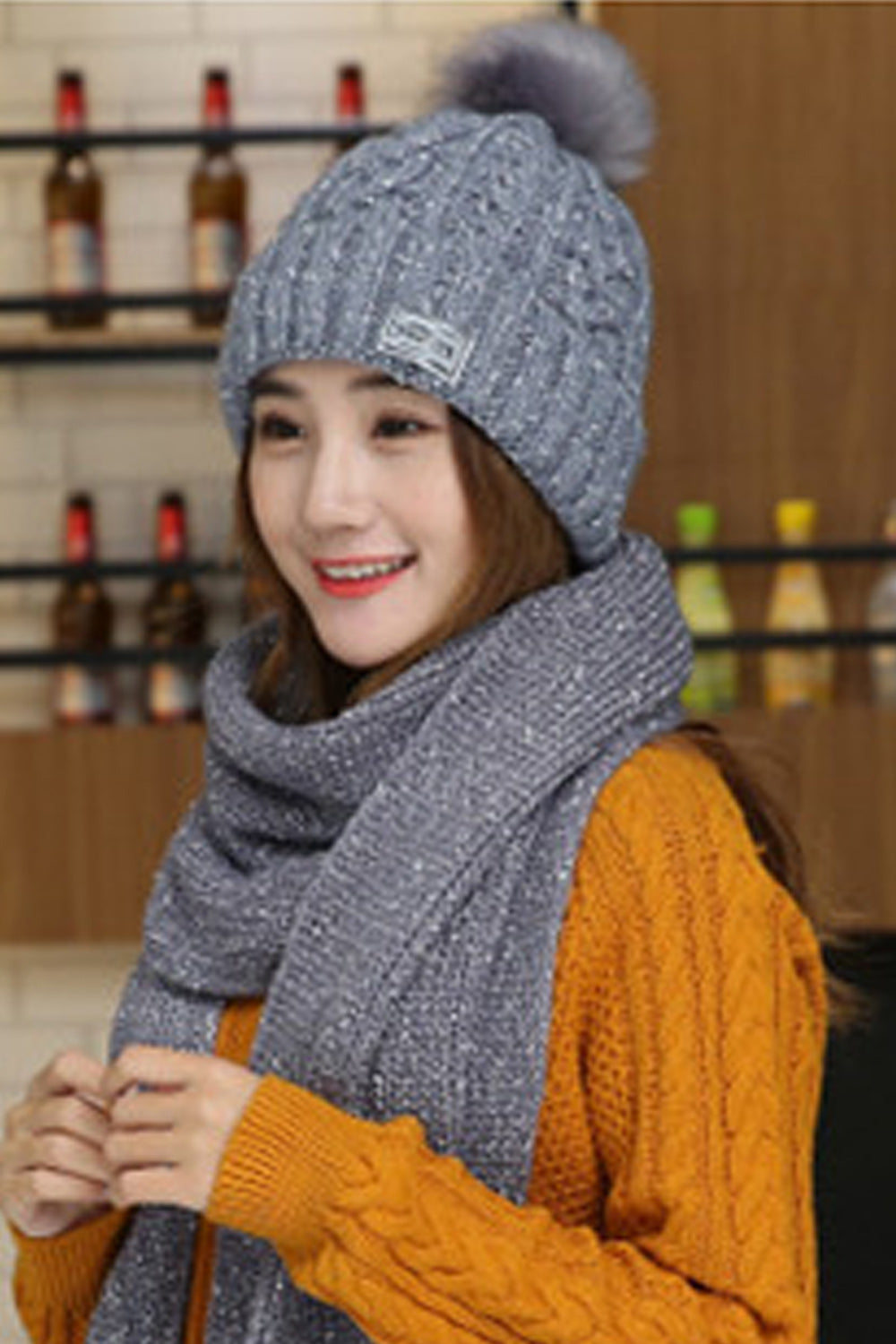 Women Classic Styled Solid Pattern Cozy Knitted Hat