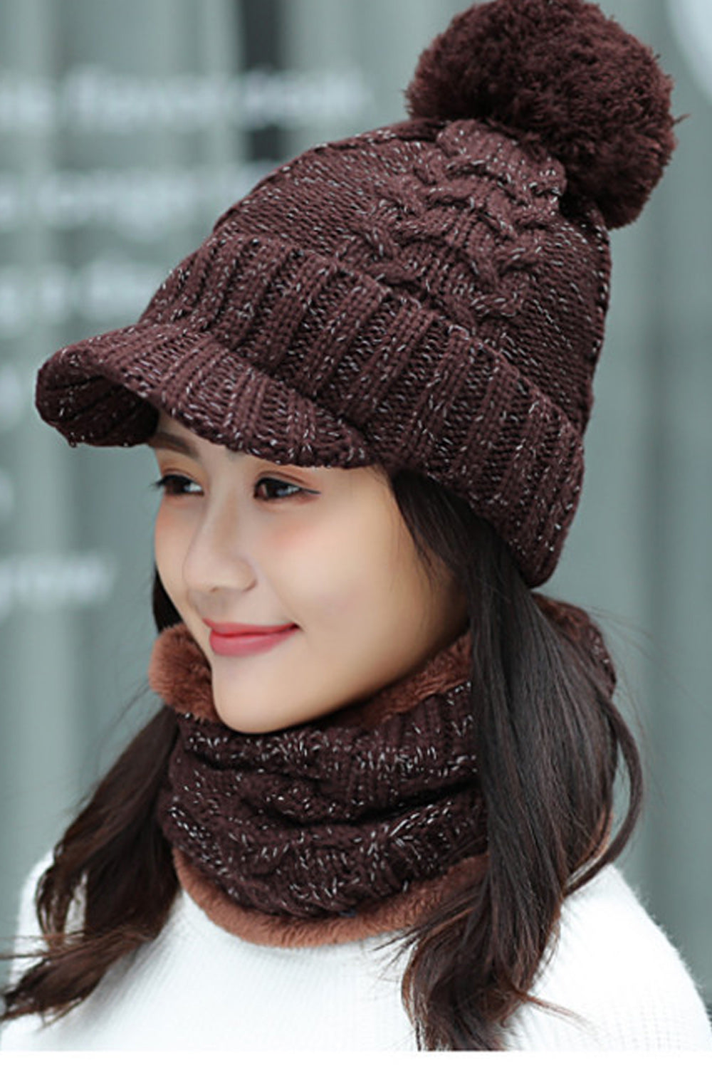 Women Elegant Styled Solid Colored Winter Windproof Cozy Knitted Hat