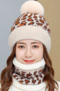 Women Leopard Pattern Soft Cozy Breathable Pretty Knitted Hat