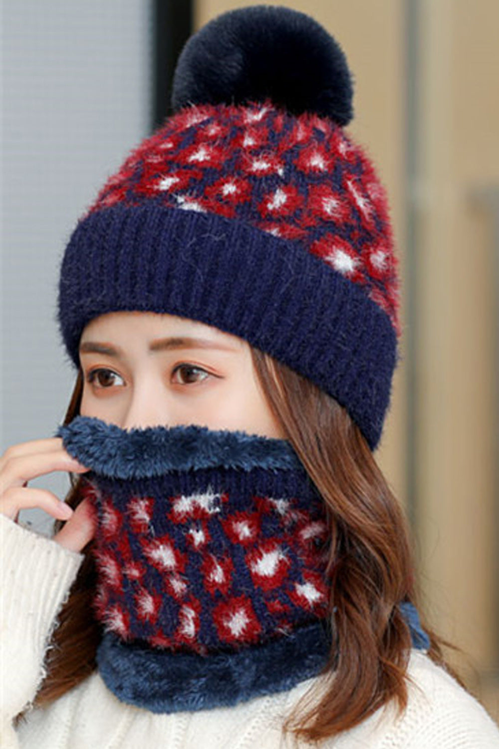 Women Leopard Pattern Soft Cozy Breathable Pretty Knitted Hat
