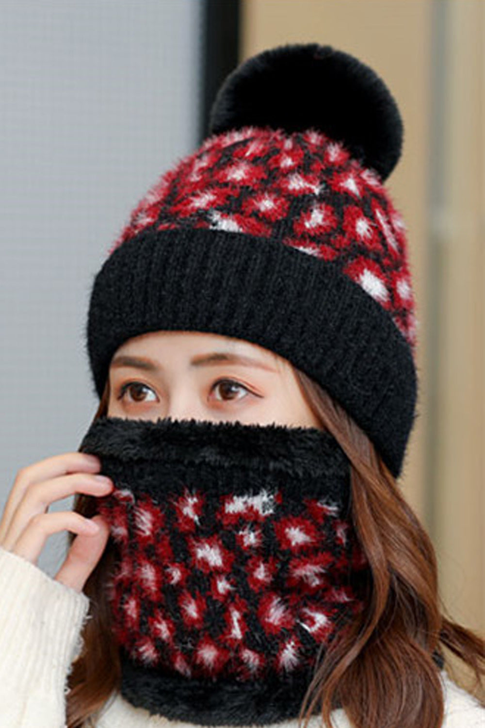 Women Leopard Pattern Soft Cozy Breathable Pretty Knitted Hat