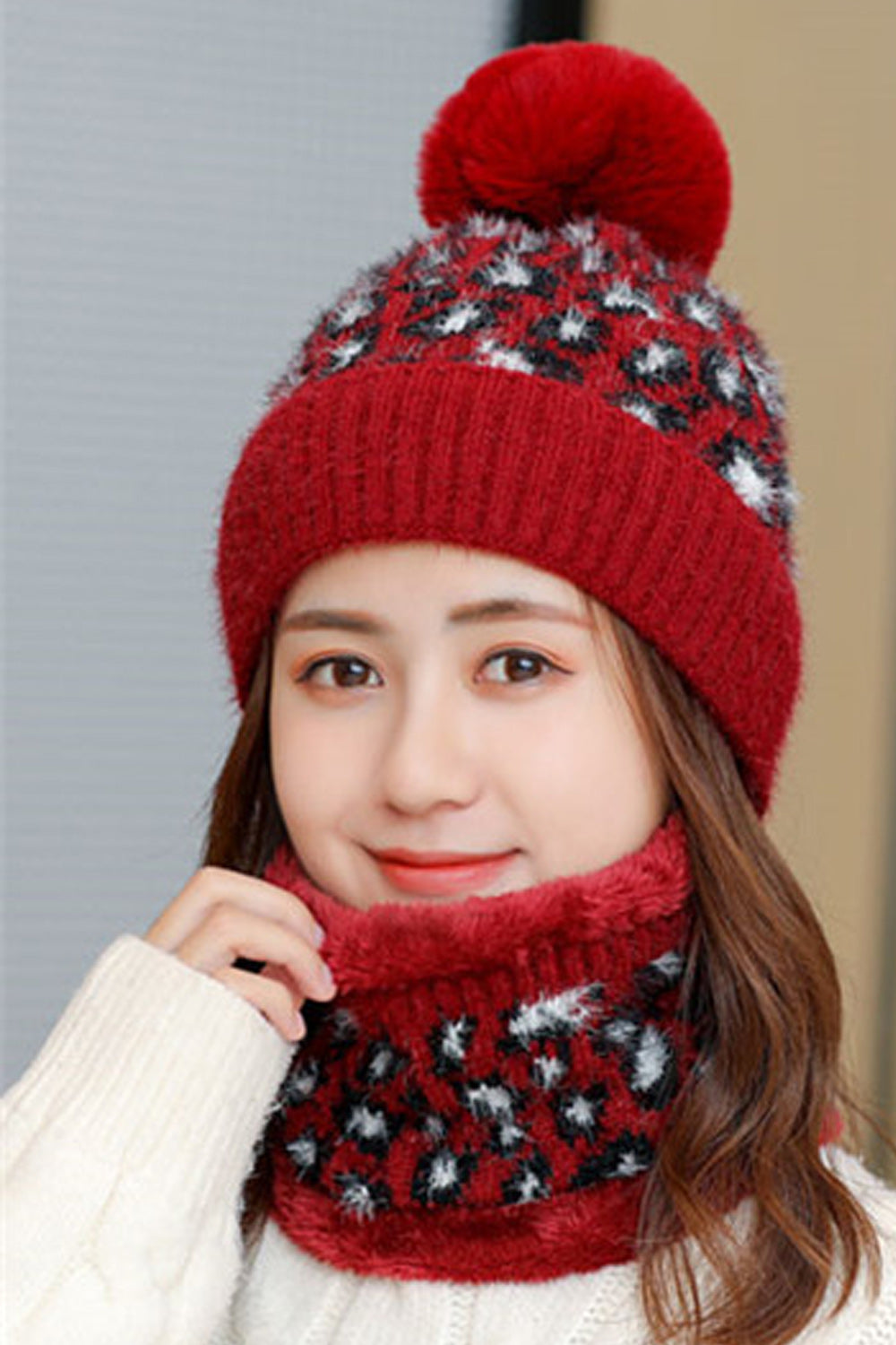 Women Leopard Pattern Soft Cozy Breathable Pretty Knitted Hat