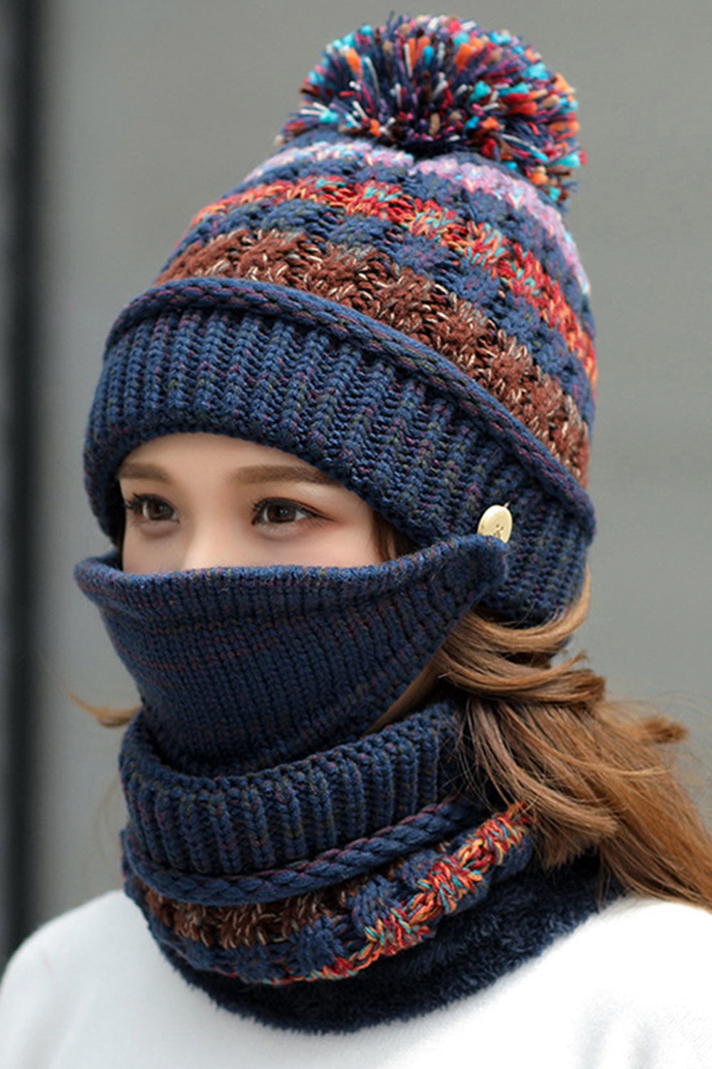 Women Thick Cozy Breathable Lovely Winter Knitted Hat