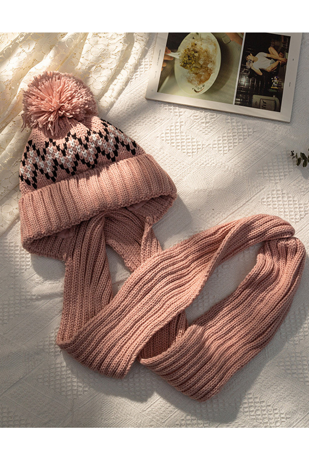 Women Printed Pattern Comfortable Cozy Knitted Hat