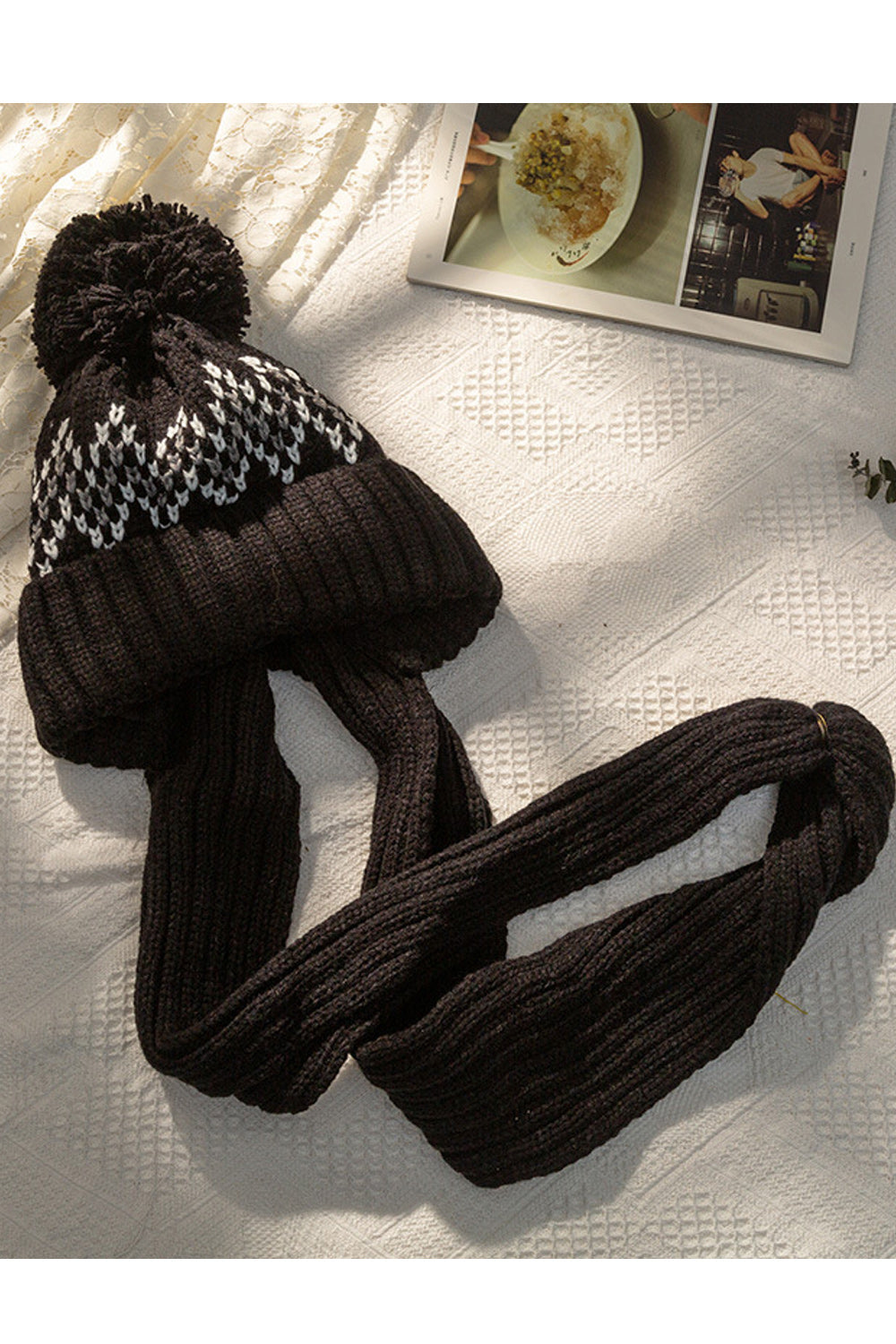Women Printed Pattern Comfortable Cozy Knitted Hat
