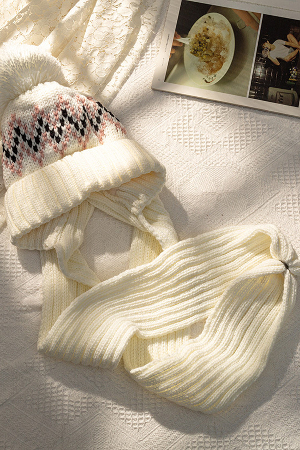Women Printed Pattern Comfortable Cozy Knitted Hat
