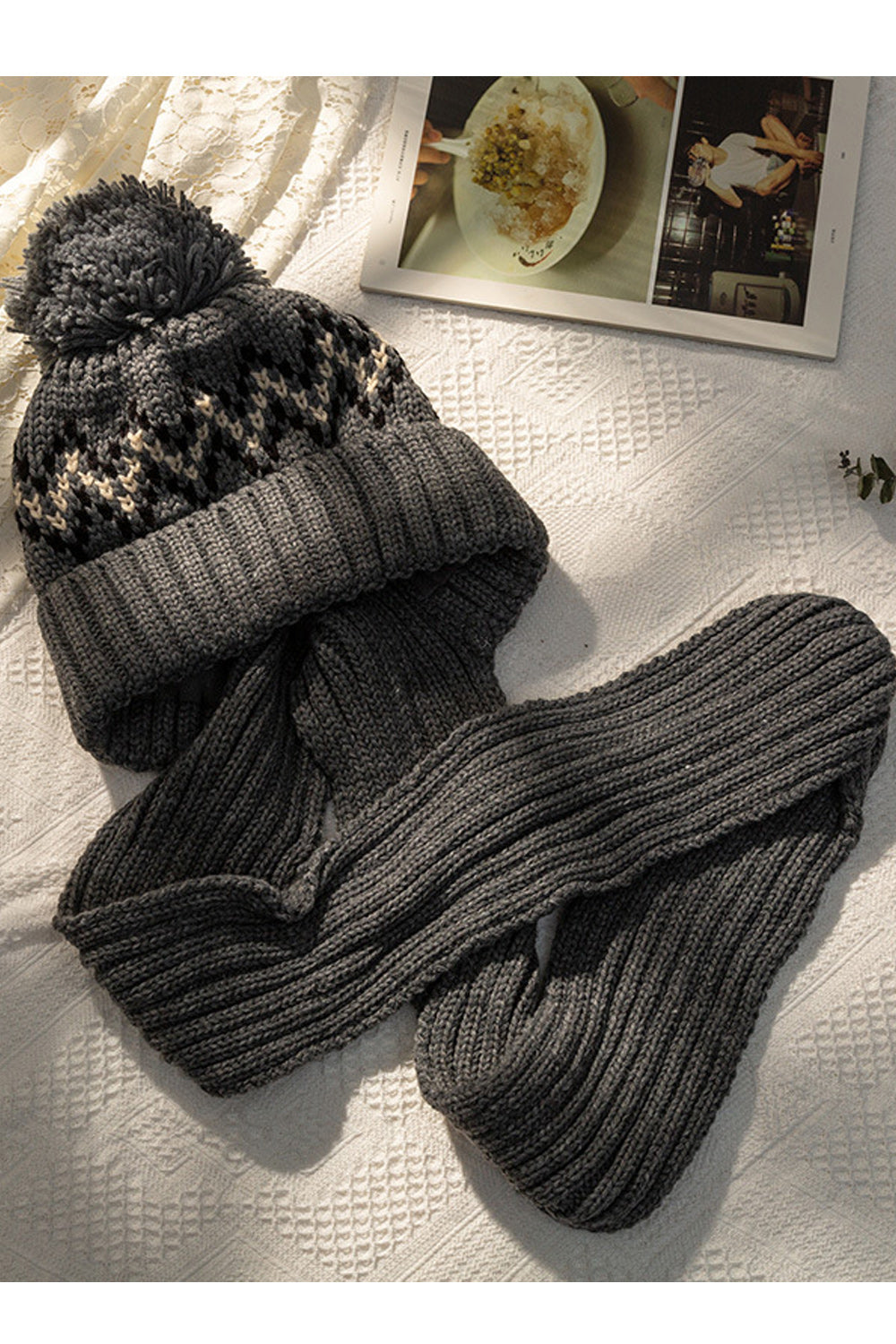 Women Printed Pattern Comfortable Cozy Knitted Hat