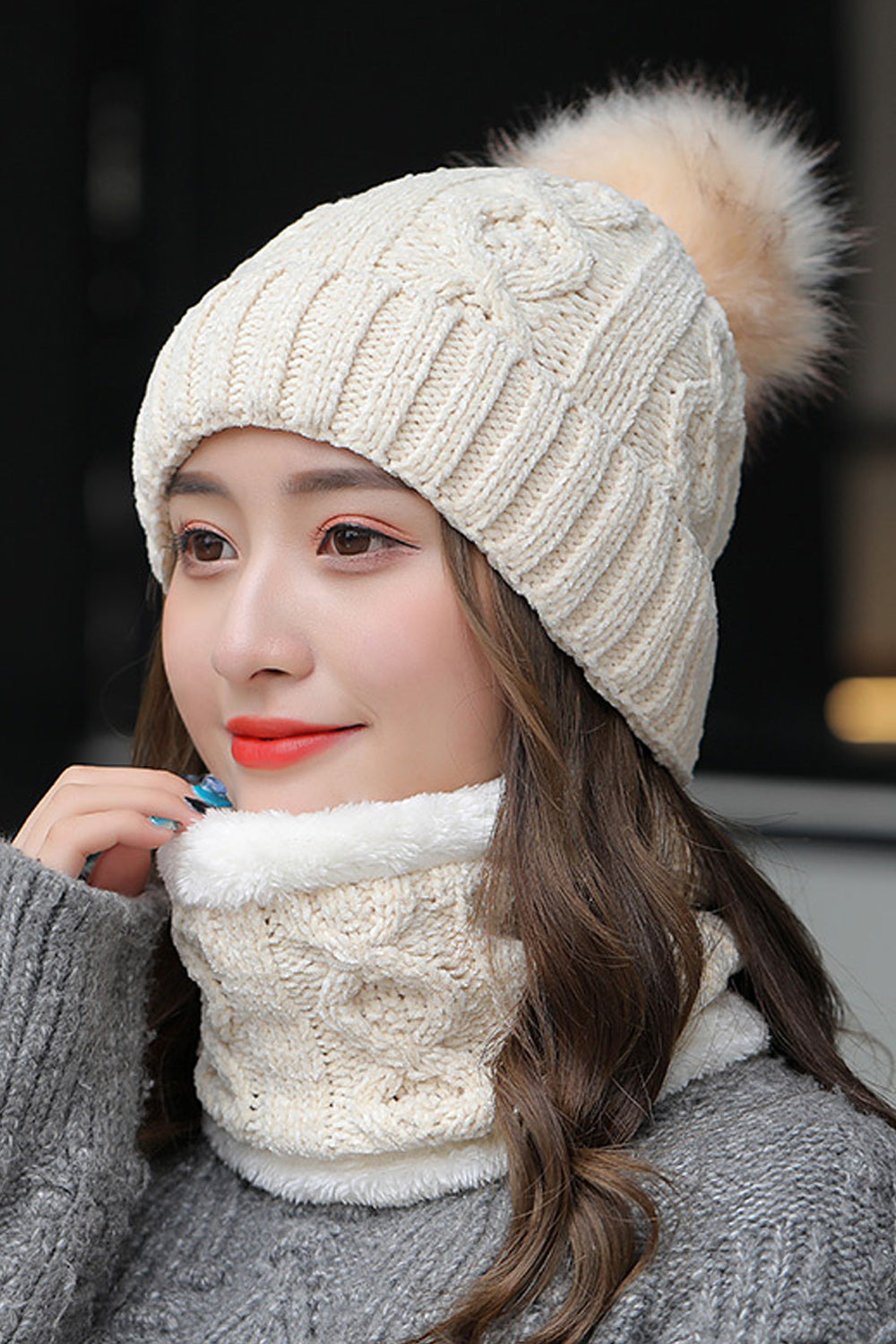 Women Beautiful Hair Decorated Convenient Knitted Hat