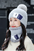 Women Big Hair Ball Attached Beautiful Cozy Knitted Hat